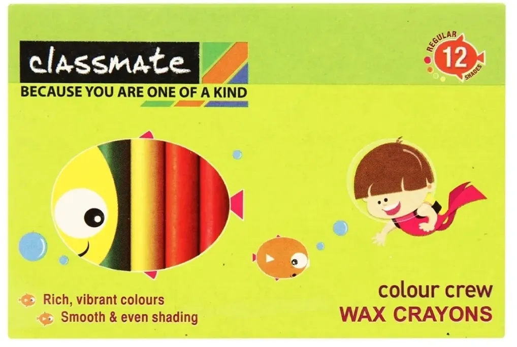 Classmate Colour Crew Wax Crayons, 12 Shades 10 Units Pack,